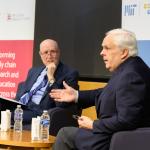 Fred Smith and Yossi Sheffi speaking at the 50th anniversary celebration